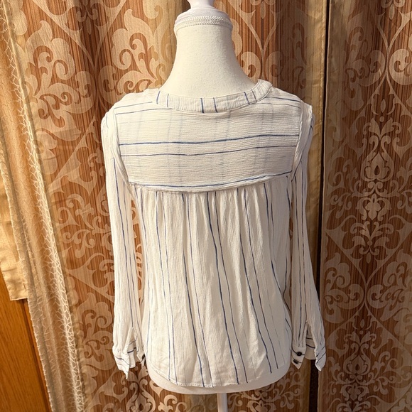 a.n.a White Button-Front Blouse with Blue Stripes - Picture 3 of 4